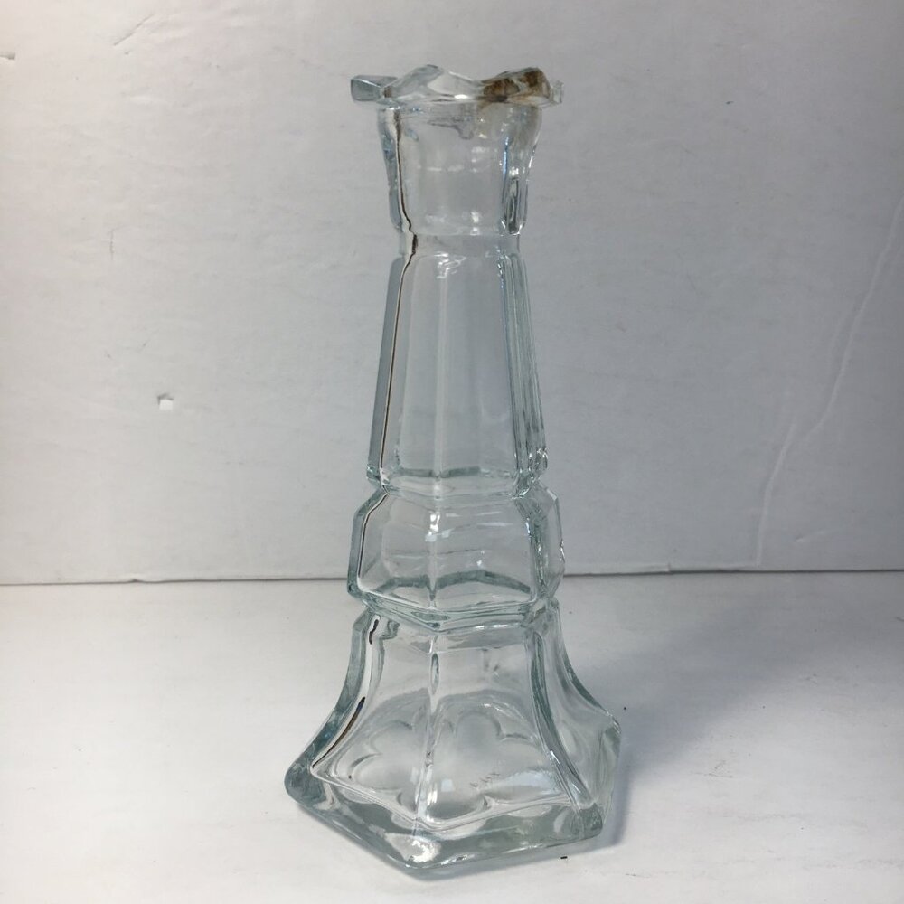 Libbey Gibraltar Clear Glass Rook Bud Vase Candle Stick Holder Vintage